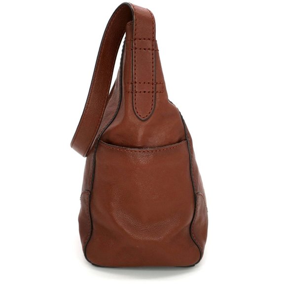 Frye Side Pocket Hobo Bag Shoulder Style DB323 Purse Cognac Brown Leather - Picture 3 of 7